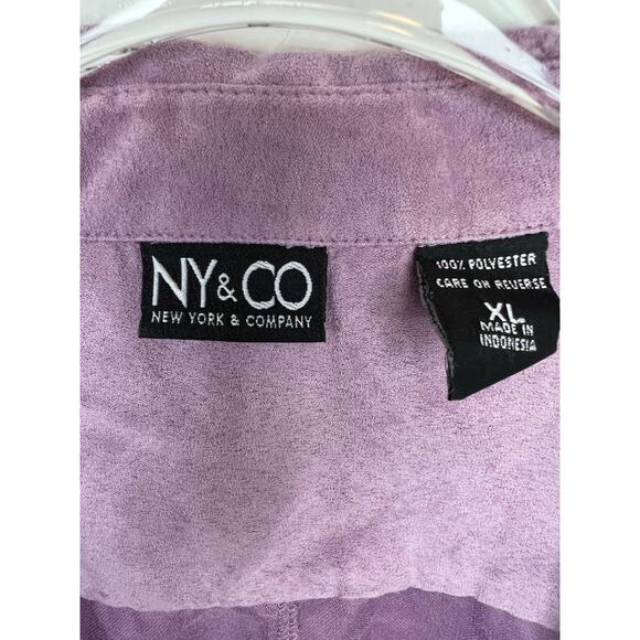 New York & Company (NY & Co) Vintage Lilac Suede-Look Button Down Shirt Sz XL - Picture 6 of 8
